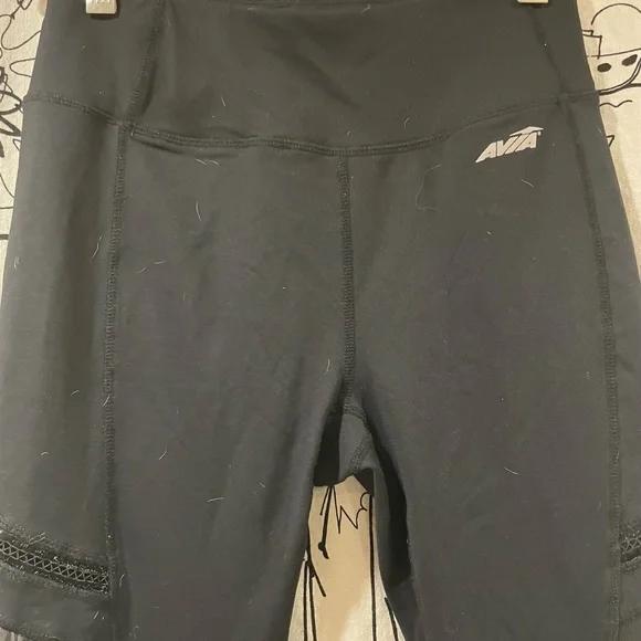 Avia Full Length Mesh & Lace Leg Cutout Insets Black Legging Sz XS / XCH 0-2 - Picture 2 of 14